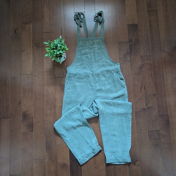 AERIE GREEN TIE SUMMER OVERALLS - Picture 1 of 2